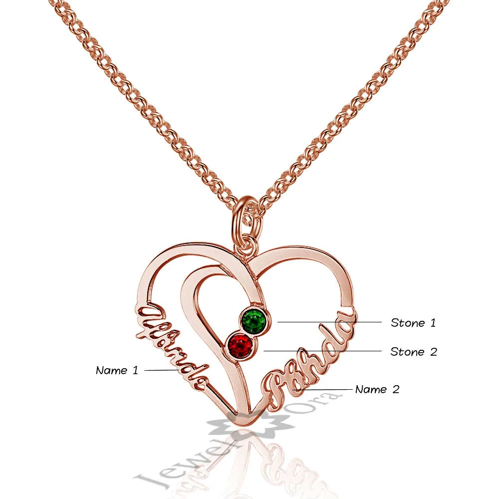 Уникальный подарок любителям сердца Персонализированные 925 серебряный с камнем-талисманом имя ожерелье Рождественский подарок с коробкой(JewelOra NE101571