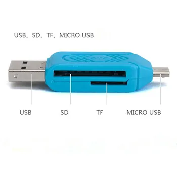 

5 Colors 2 in 1 Card Readers USB 2.0 For SD TF Smart Memory Card Adapter for for Smart Phone Memory Card Reader