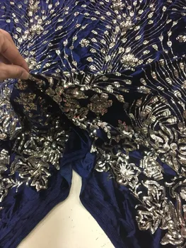 

sequins net lace fabric S-1116132 wholesale Tulle lace Fabric high quality velvet with Sequins
