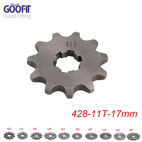 GOOFIT 428 10-19 зуб 17 мм Двигатель передние звездочки для 50cc 70cc 90cc 110cc скутер мотоцикл ATV Quad Go Kart мопед Q001-029 - Цвет: 11T