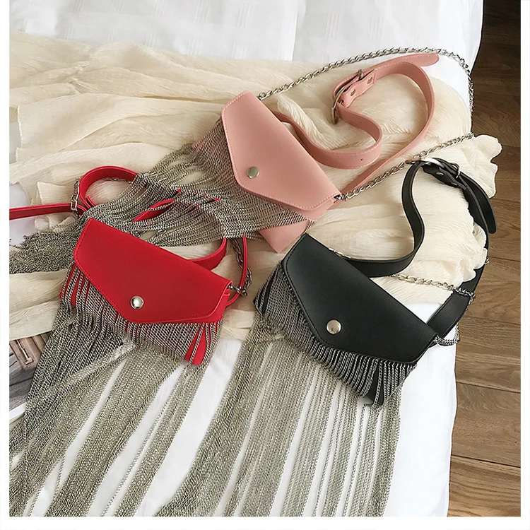 HOCODO из искусственной кожи, модная женская сумка-мессенджер с бахромой, поясная сумка на цепочке, очень длинная сумка на плечо с кисточками, сумка для телефона, сумочка, Bolsa