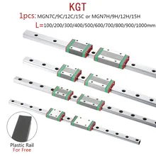 KGT 3D Printer MGN7 MGN12 MGN15 MGN9 L 100 350 400 500 600 800mm miniature linear rail slide 1pcs MGN linear guide MGN carriage