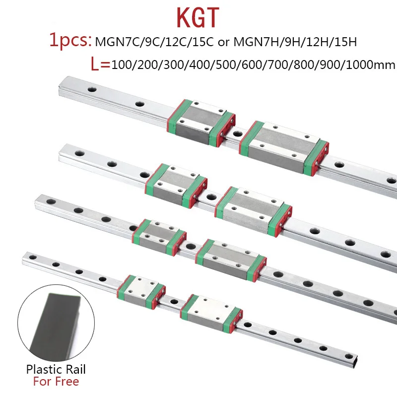 KGT 3D طابعة MGN7 MGN12 MGN15 MGN9 L 100 350 400 500 600 800 مللي متر مصغرة خطي السكك الحديدية الشريحة 1 قطعة MGN الخطية دليل MGN النقل