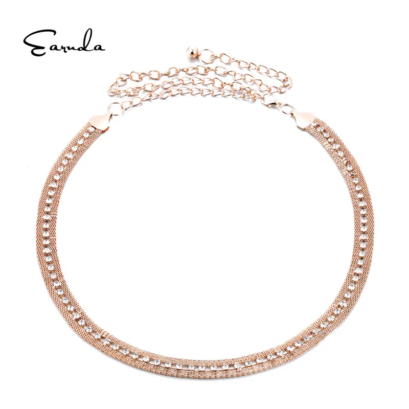 

Earnda Rhinestone Women's Chain Belt New Style Trend Metal Alloy Silver Waist Chain Female Elastic Stretch Belt For Dress Skirt