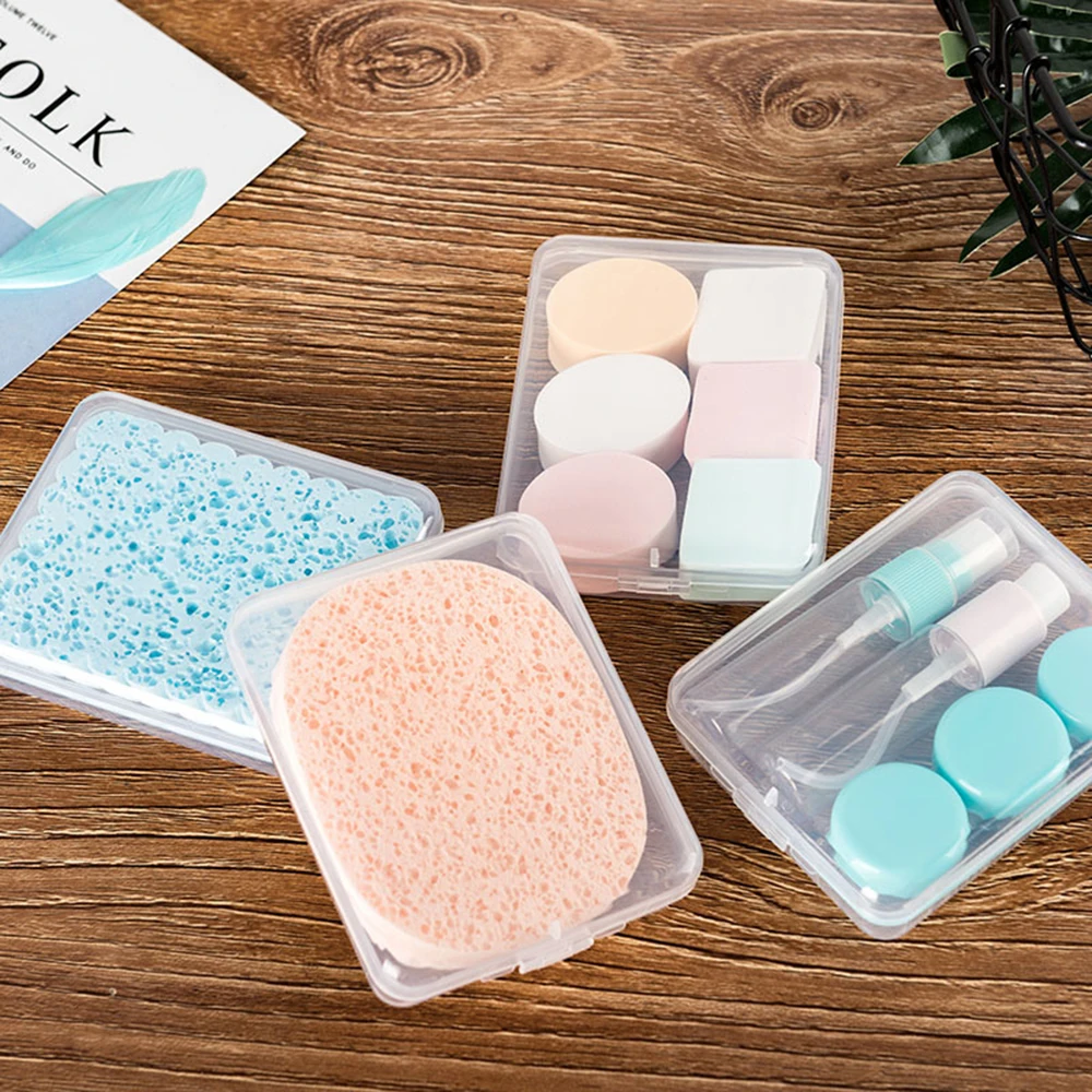 

2PCs Plastic Beauty Makeup Sponge Puff Holder Stand Storage Box Portable Face Powder Cosmetic Egg Puff Case Travel Container
