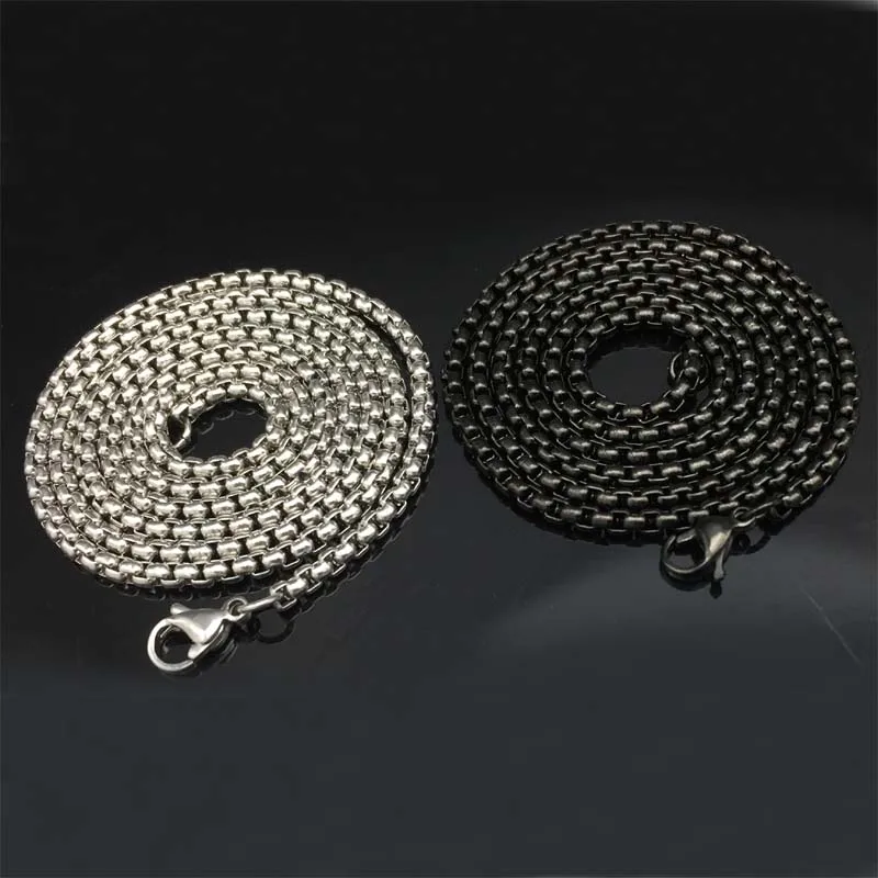 Мужская и женская цепочка из нержавеющей стали 3 мм серебристая черная