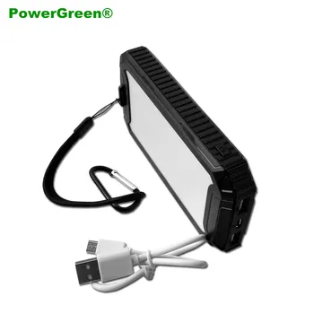 

PowerGreen Carabiner Design Solar Battery 10000mAh Dual Ports External Energy Supply Solar Mobile Charger for Cell Phone