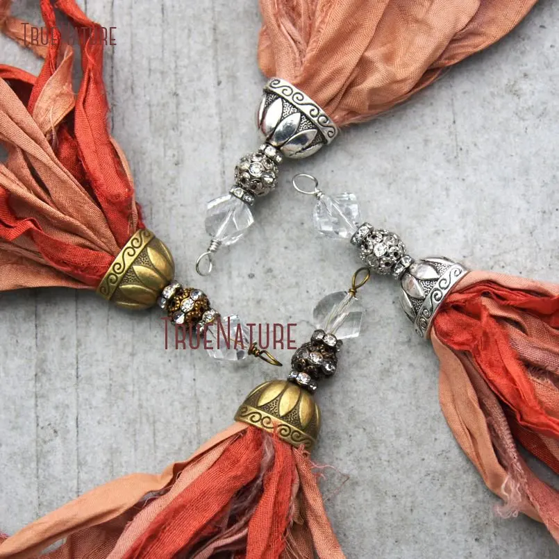 20180303-PM10559- Earth Orange Shades Sari Silk Tassel Pendant_3