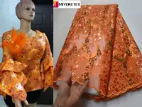 Luxus Afrikanische Spitze Stoff Hohe Qualität Französisch Organza Spitze Stoff 2019 Neue Ankunft Pailletten Spitze Stoffe Für Hochzeit PSA596-1