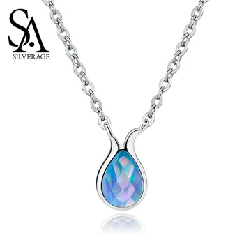 

SA SILVERAGE Pendant Chain Necklace Women Chokers Necklace Female Sterling Silver Mermaid Series Jewelry S925 Silver Necklace