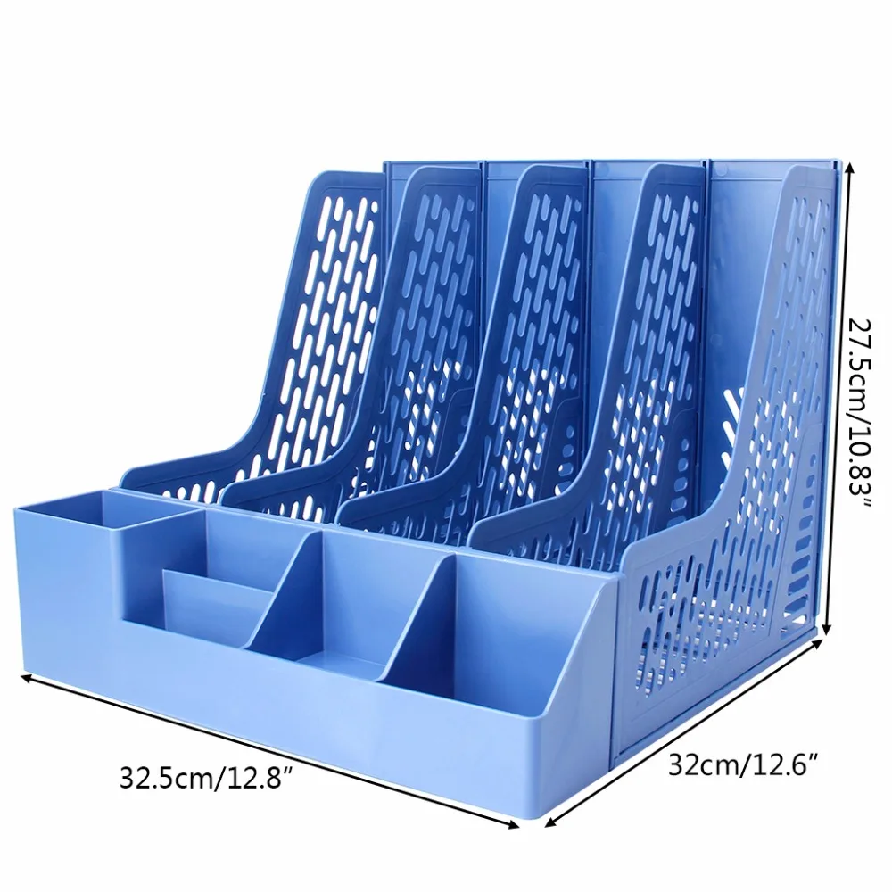 4 секции Настольный Файл Стойку бумага книга держать офис лоток для документов Органайзер коробка высокое качество