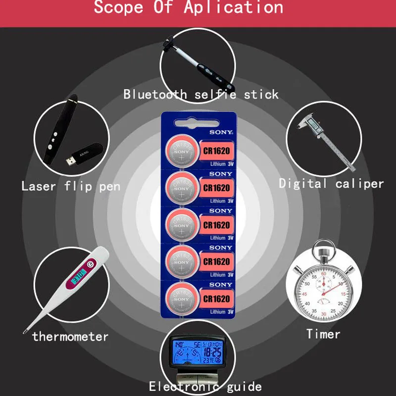 10 шт./лот sony CR1620 оригинальная литиевая батарея для ключей автомобиля часы дистанционного управления игрушка 1620 ECR1620 GPCR1620 Кнопка батарея