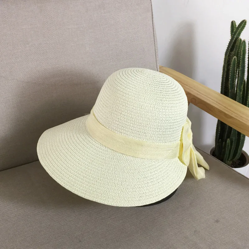 Summer Women Big Bow Wide Brim Straw Bucket Cap Ladies Floppy Beach Panama Hat Female Outdoor Casual Sun Caps CP0222 (5)