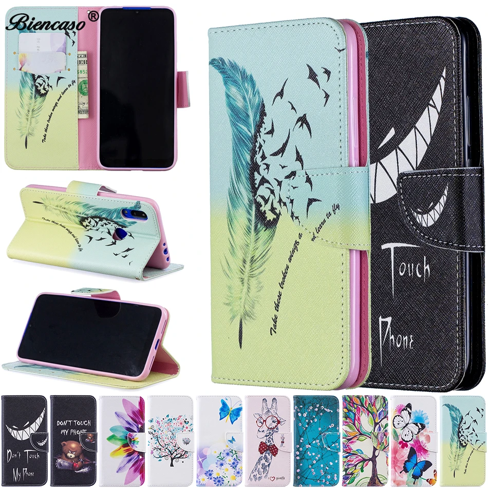 

Fashion plume Flip Case For Xiaomi Mi A2 Lite Poco F1 Redmi Note 7S case for Redmi Note 5 Pro Leather Cover For coque Redmi 4X