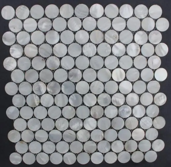25mm round circles white pearl tile