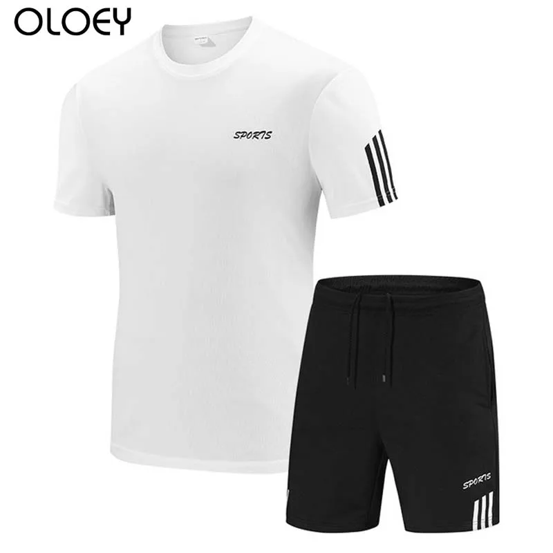 

mens sport suits shirt & shorts two piece men set summer short set Quick drying football soccer jersey training running suit