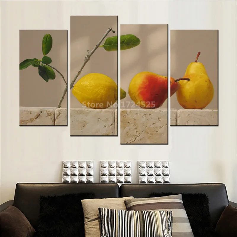 Drop-Shipping-4-Panels-Unframed-Fruits-Pears-and-A-Lemon-Modern-Canvas-Art-Painting-for-Living (1)