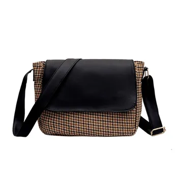 

sac bandouliere femme Popular New Style Fashion Women Retro Woolen Shoulder Bag Simple Art Casual Wide Shoulder Strap Bag A50