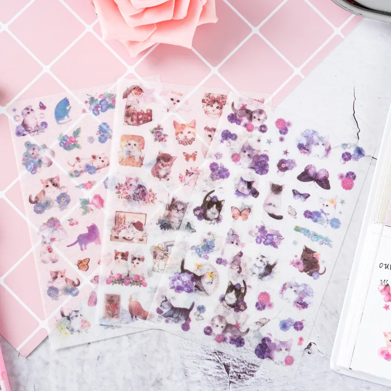 

6pcs Wind cat paper sticker Organizer Calendar Diary Book Planner Sticker Scrapbook Decoration papeleria sale