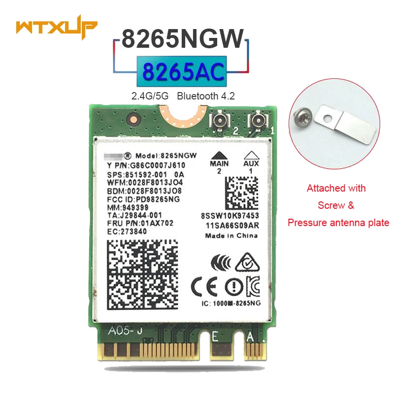 

802.11ac for Intel 8265NGW 8265AC 7265NGW 867Mbps M2 NGFF Wireless Adapter WIFI+Bluetooth 4.2 Network Card MU-MIMO/Intel vPro