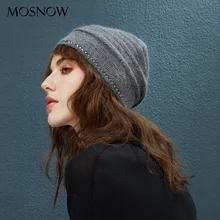 Зимние шапки с бриллиантовым декором, шапка Женская Осенняя шапочка-бини для женщин, шерсть вязаная теплая шапка, новые модные шапочки Skullies Beanies