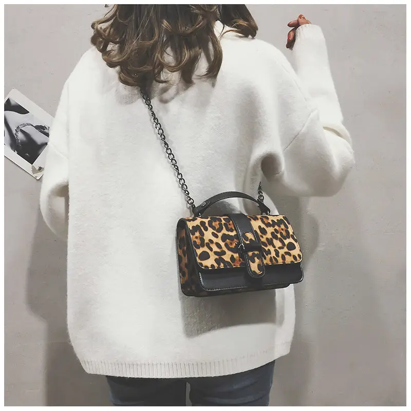 2018 Fashion Leopard Trendy Designer Chains Bag Female Handbag Brand Luxury Women Crossbody Messenger Shoulder Bags Sac A Main