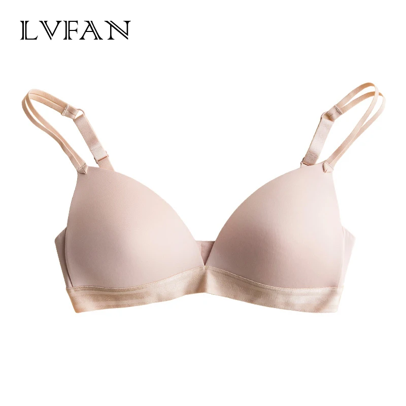 

Triangle Cup Silk Wire Free Bra Gathering Style Bra Top Grade Thin Style Underwear Comfortable Adjustable LVFAN TGB-040