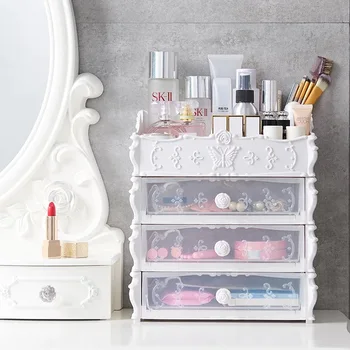 

European Style Plastic Cosmetic Drawer Makeup Organizer Makeup Storage Box Organizer for Cosmetics Desktop Sundry Storage Case