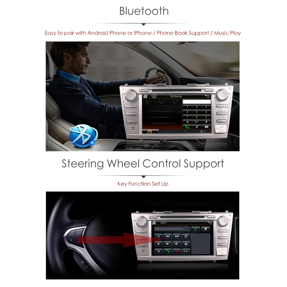 Excellent 2Din Car In Dash DVD Video Player Radio Bluetooth Head Unit Stereos with Reverse Camera for Toyota Camry 2007-2011 (Without GPS) 6 Excellent 2Din Car In Dash DVD Video Player Radio Bluetooth Head Unit Stereos with Reverse Camera for Toyota Camry 2007-2011 (Without GPS) 6