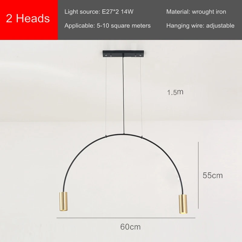 LukLoy дизайнерская металлическая светодиодная люстра, кухонный остров, столовая, подвесной светильник из кованого железа, люстра, светильник, современная лампа для спальни - Цвет абажура: 2 Heads