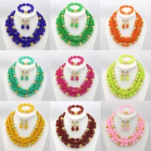 Chunky African Coral Beads Jewelry Set Pink Nigerian Wedding African Beads Bridal Jewelry Set Free Shipping CJ260