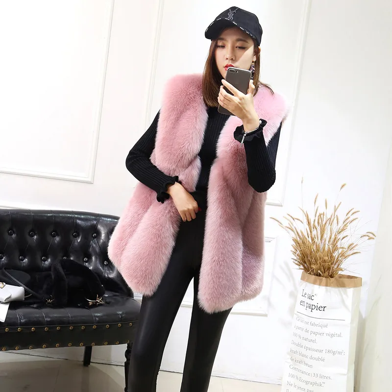 Faux Chaud Manteau Hiver Peluche Fausse Gilet Sauvage En Fourrure Imitation gris Renard Mode fourrure De 3 rose Blanc Femme Femmes Couleurs Herbe 5aqZdnwn6