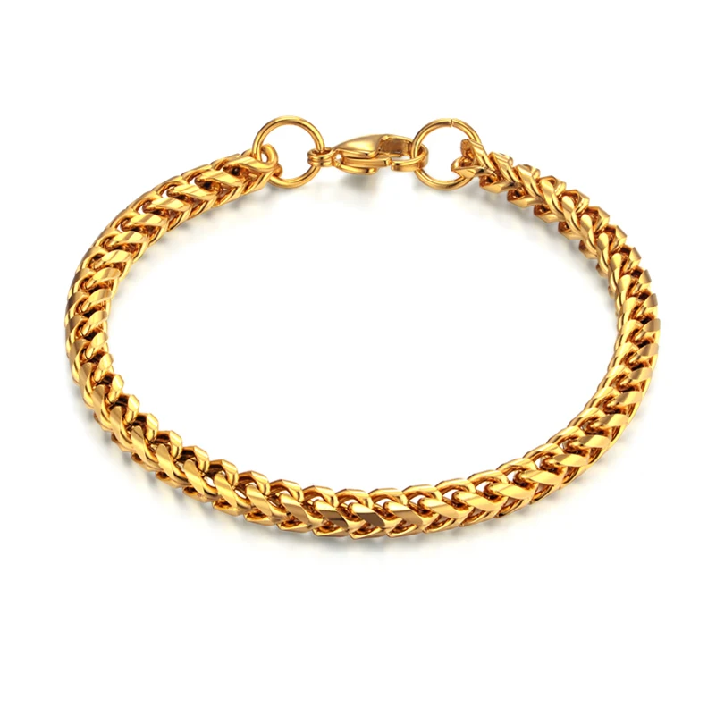 Браслет Для мужчин ювелирные изделия 316L Нержавеющая сталь звено цепи браслет для Для мужчин/Для женщин браслет 4/5 мм золото Цвет мужской Браслеты
