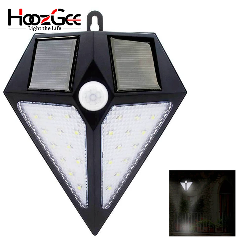 HoozGee солнечные Настенные светильники уличная садовая Лампа PIR датчик движения 6/24 светодиодный супер яркое освещение безопасности для декора