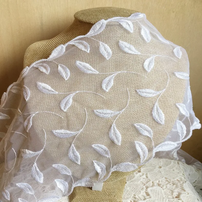 

5yards long 19cm wide lace stretch lace DIY White leaf pattern underwear clothing accessories