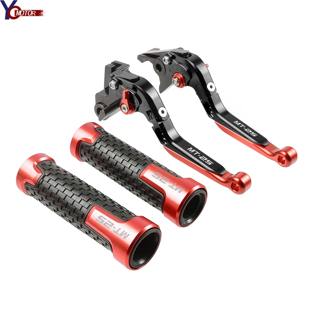 New CNC Aluminum Motorcycle Adjustable Foldable Extending Brake Clutch Lever Handle Grips For YAMAHA MT-25 MT 25 MT25 2005 2006 - Цвет: RDBKBKRD MT-25