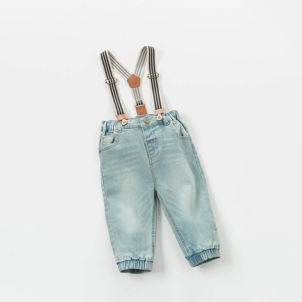 Db4616 Дэйв Белла весна штаны для маленьких девочек и мальчиков; брюки джинсы для мальчиков джинсовый синий Штаны