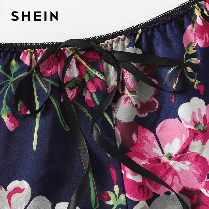 SHEIN Цветочный Комплект Белья С Кружевной Отделкой Сексуальный Женский
