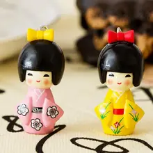 100pcs Japanese doll, kimono girl, micro landscape decoration, pvc doll 4cm mix colors