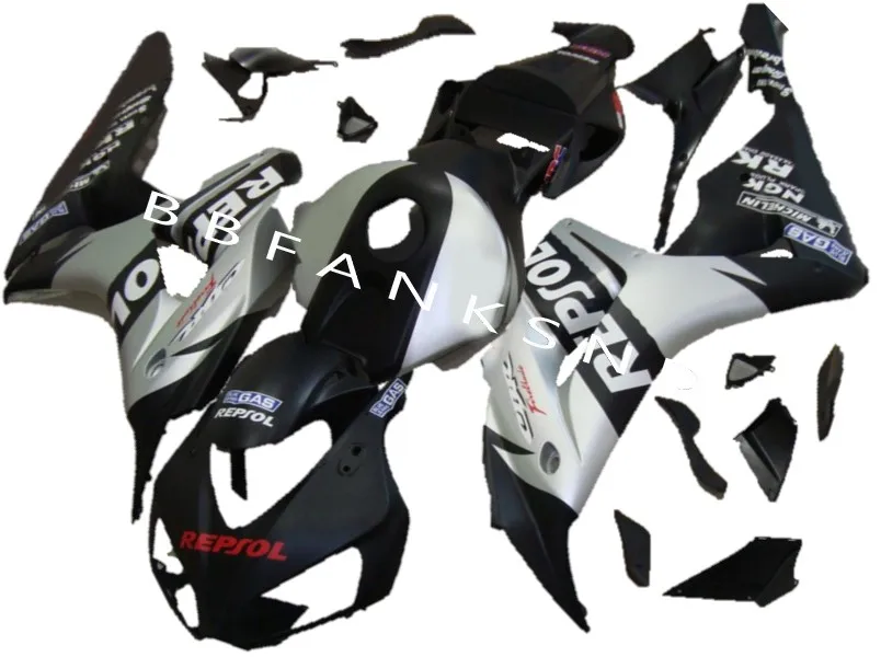 

km Silver black Injection molding plastic fairings for Honda CBR1000RR 06 07 custom fairing kit CBR 1000 RR 2006 2007