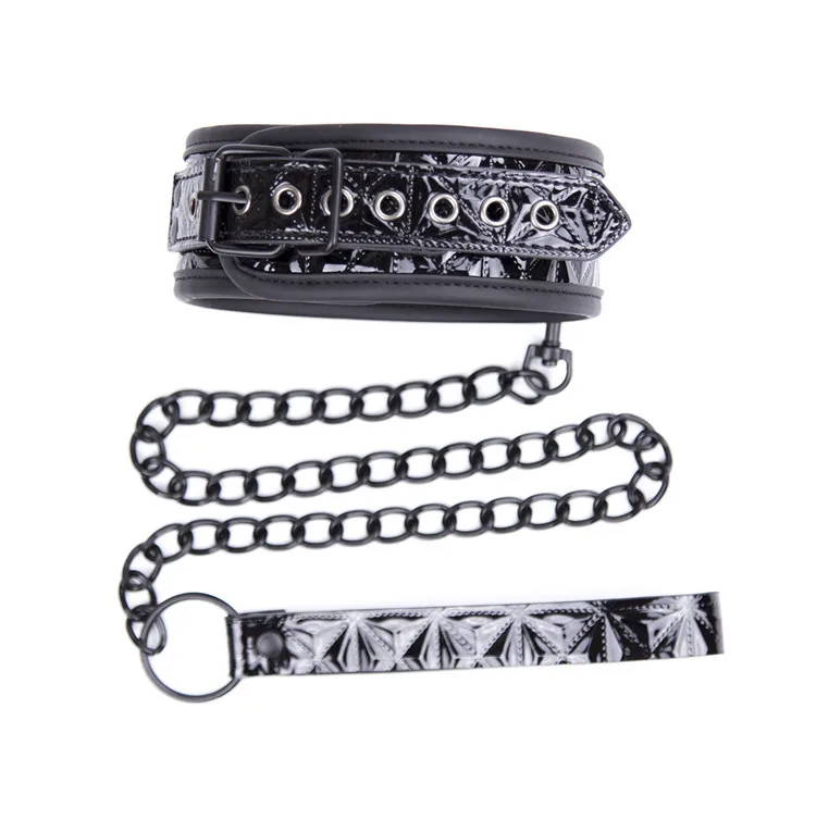 Blackred Pu Leather Fetish Bondage Sex Collar And Leash Adult Game 