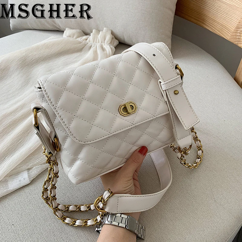 

MSGHER Shoulder Bags Women Fashion Diamond Lattice Small Chain Bags Female High Designer Crossbody Bags Quality Messager Bag