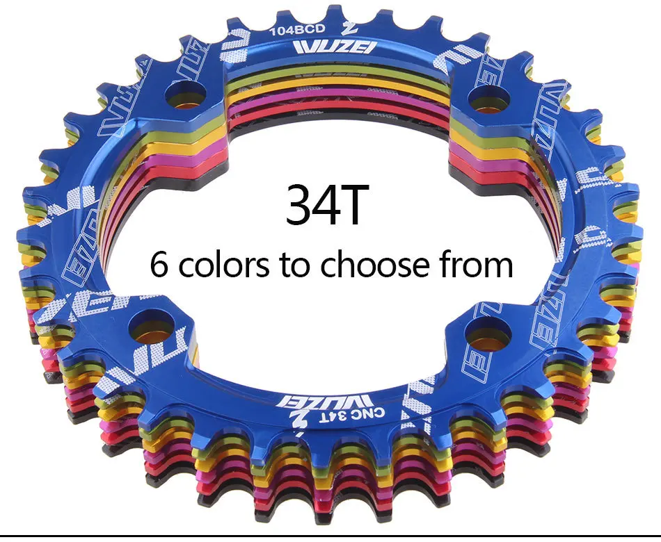 Wuzei одна ширина система отслеживания скорости Корона Bcd 104 Rodada 32 11 T 34 T 36 T 38 T для Mtb колесо и педали Стоматологическое кольцо 9 10 11 S