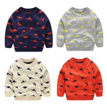 

Boys Girls Cotton Knitted Sweater Baby Cartoon Dinosaur Pattern Pullovers Sweater Kids Long Sleeve Sweater Children Clothing 3-7