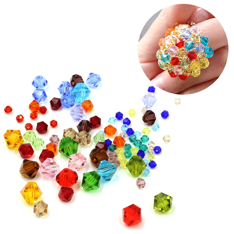 

ZHUBI Mixed Colors Czech Seed Bicone Beads 195pcs 2mm AAA Crystal Bicone Glass Beads DIY For Crystals Jewelry Wedding Making