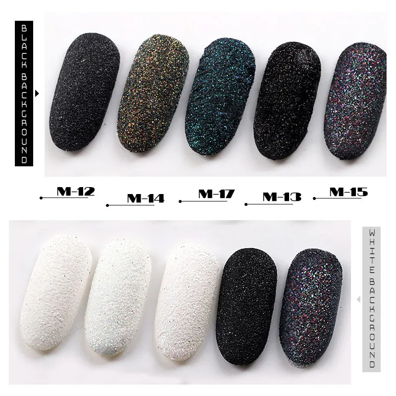 

Gradient Glitter Shining Sugar Nail Powder White Black Nail Art Pigment Dust Holographic Laser for Pigment Silver Decoration Kit