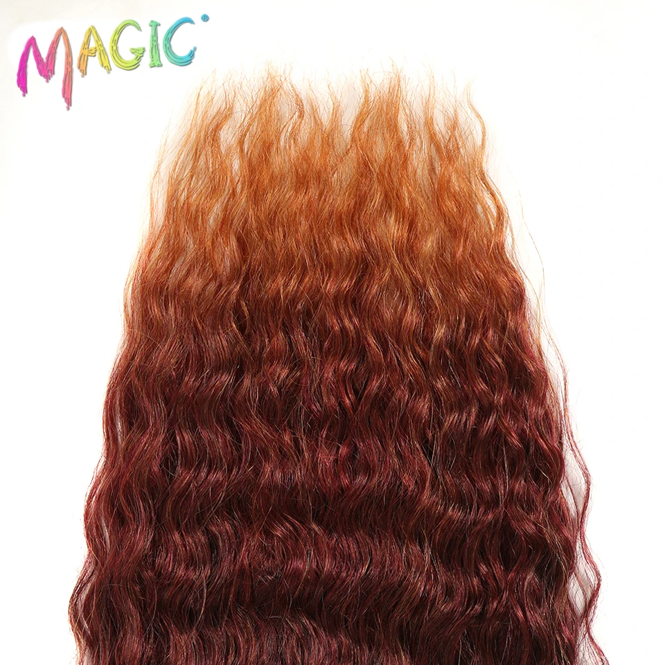 Волшебные Омбре глубокие кудрявые волосы пряди 2" 30" 3" дюймов Синтетические волосы для наращивания ткет высокотемпературные волоконные волосы для черных женщин