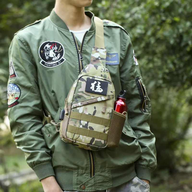  Tactical Chest bag Men Hunting Shoulder Bag with Bottle Pouch Camouflage sports waterproof riding P