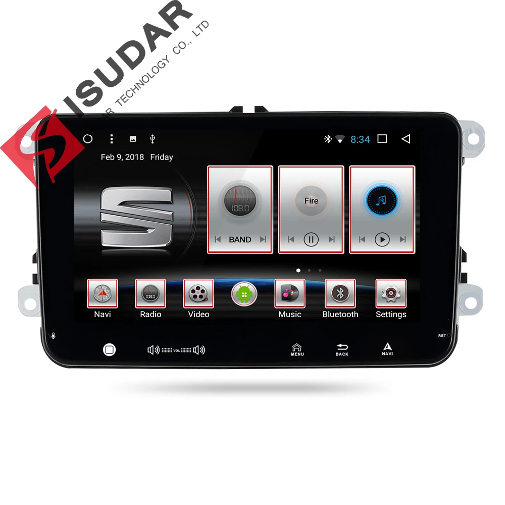Isudar سيارة مشغل وسائط متعددة GPS 2 الدين الروبوت 7.1.1 DVD Automotivo لفولكس واجن/فولكس فاجن/بولو/باسات/جولف /سكودا/مقعد/ليون راديو FM