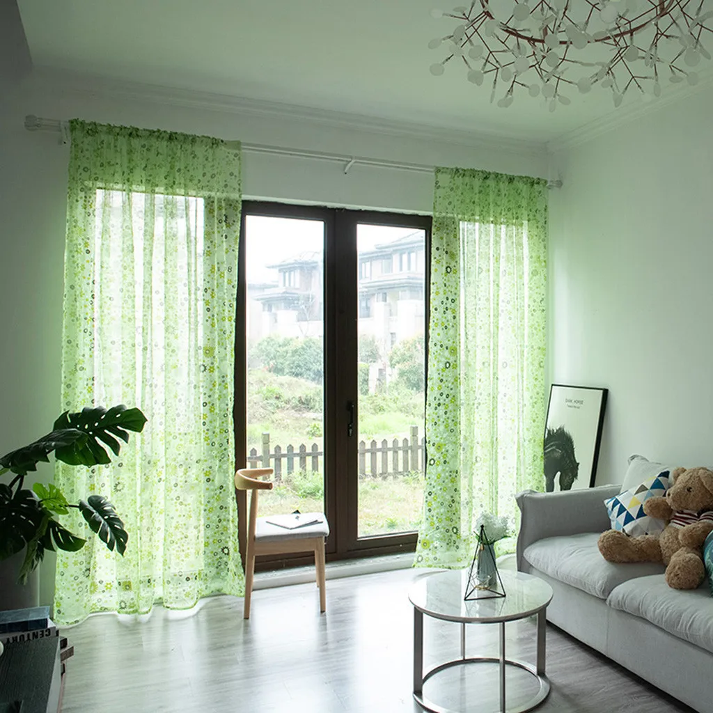 

American style jacquard floral design window curtain sheer for bedroom tulle living room modern Leaves Sheer 1 Panel Fabric